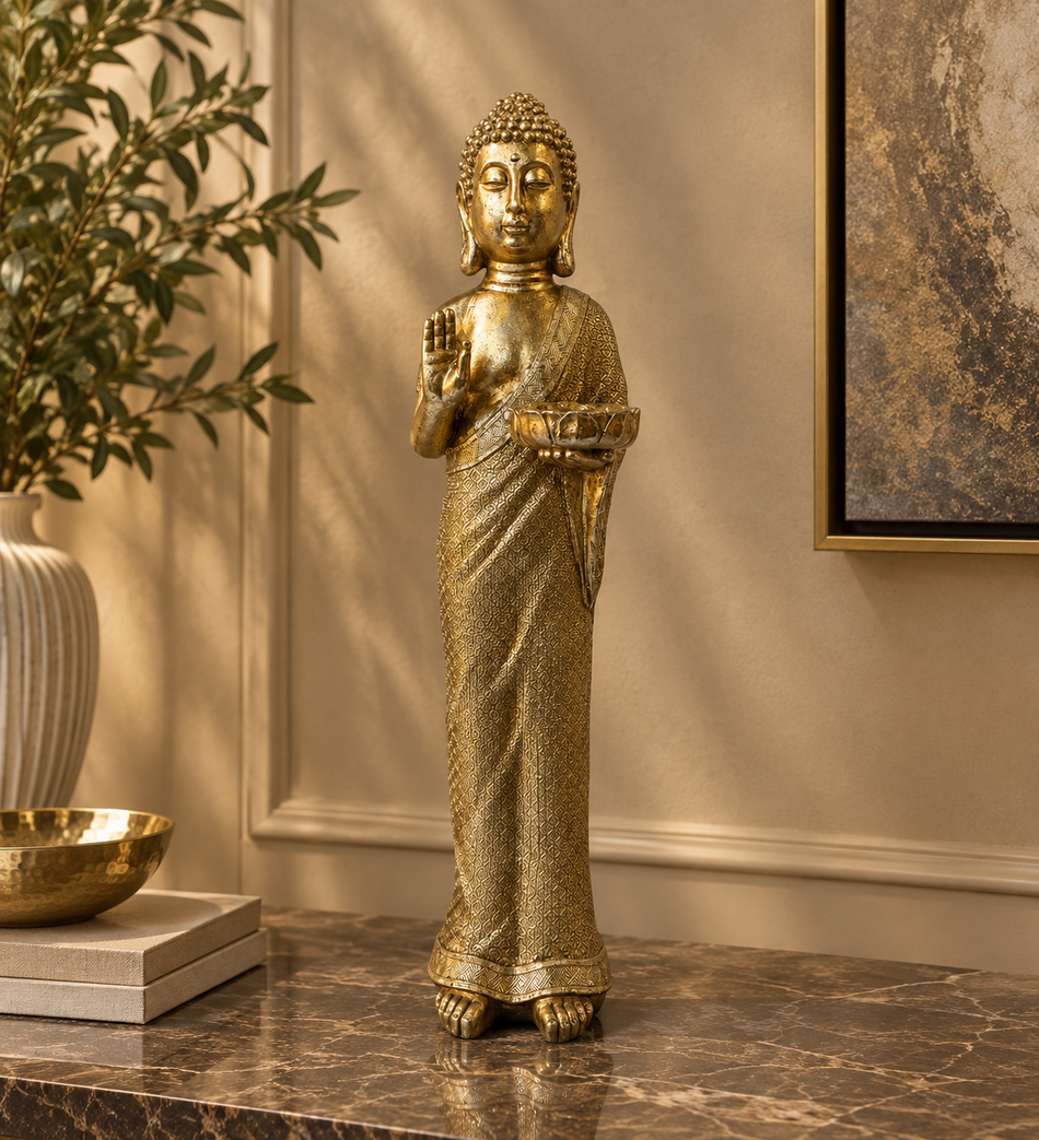 Golden Standing Blessing Buddha Statue