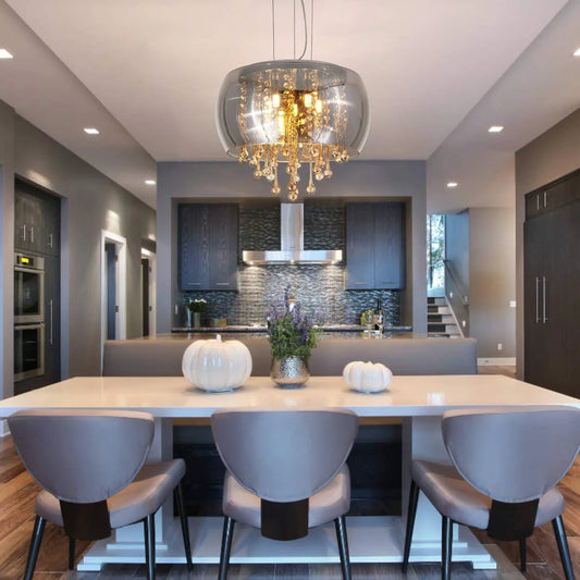 Smokey Glass Metal Chandelier