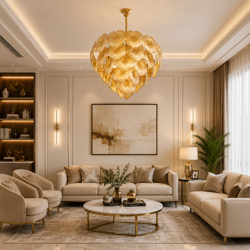 Silviora Leaf Fall Amber Chandelier