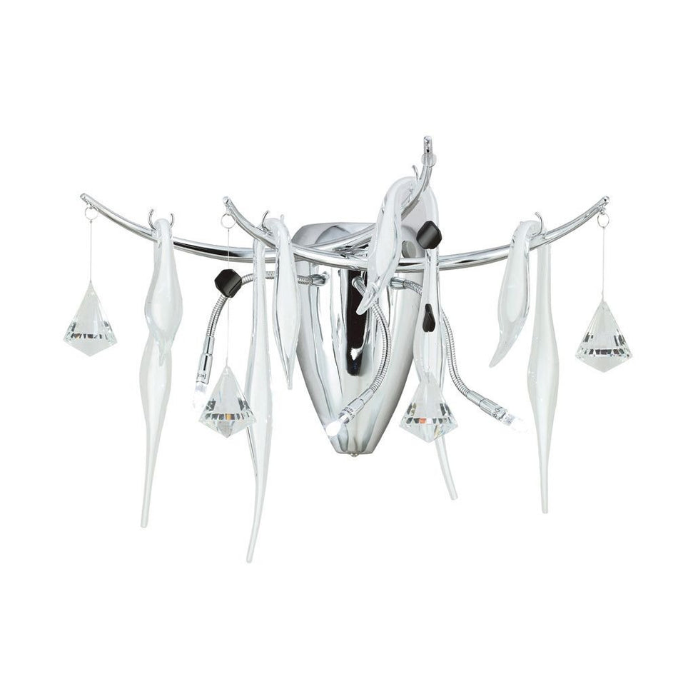 Cygnet Wall Lamp Polished Chrome/White Glass/Crystal