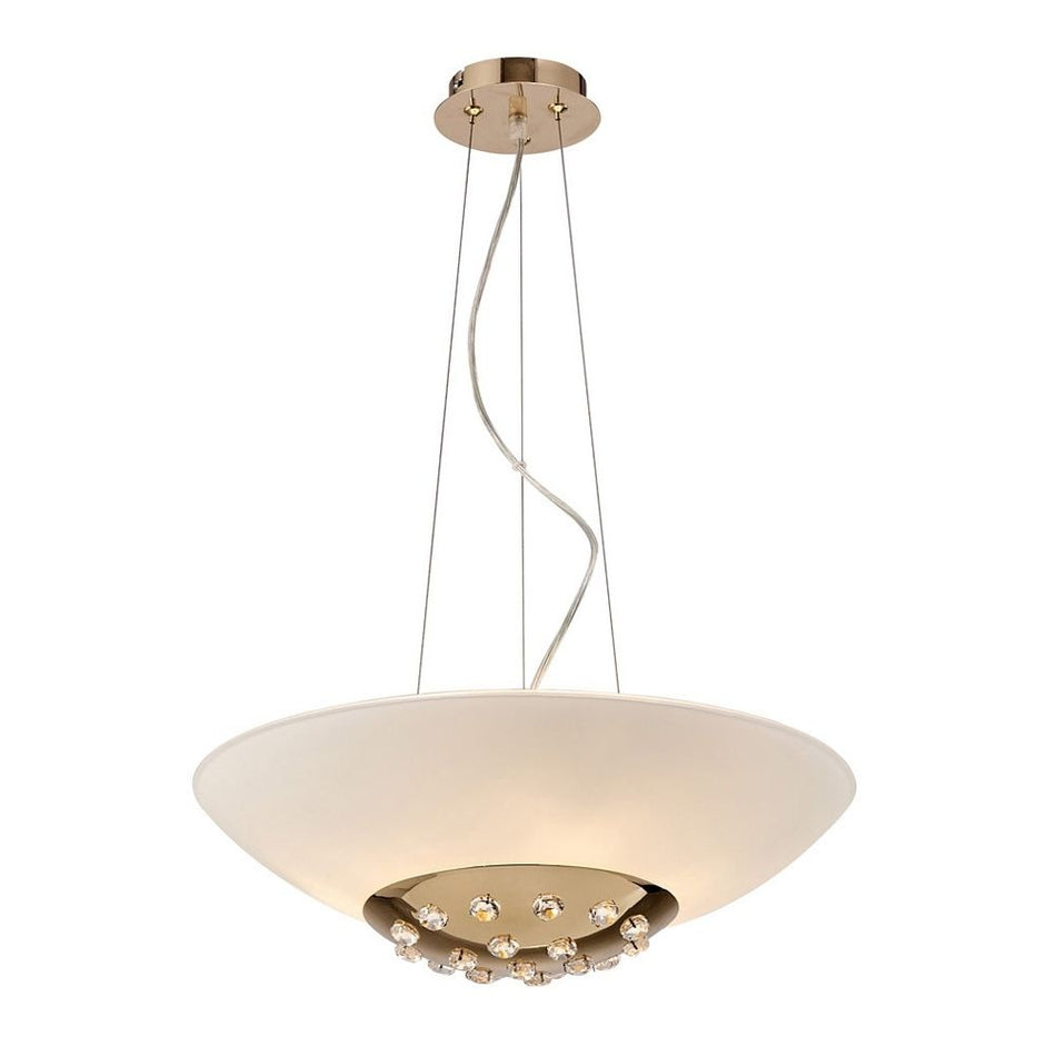 Amada 45cm Pendant 6 Light G9, French Gold/Opal White Glass