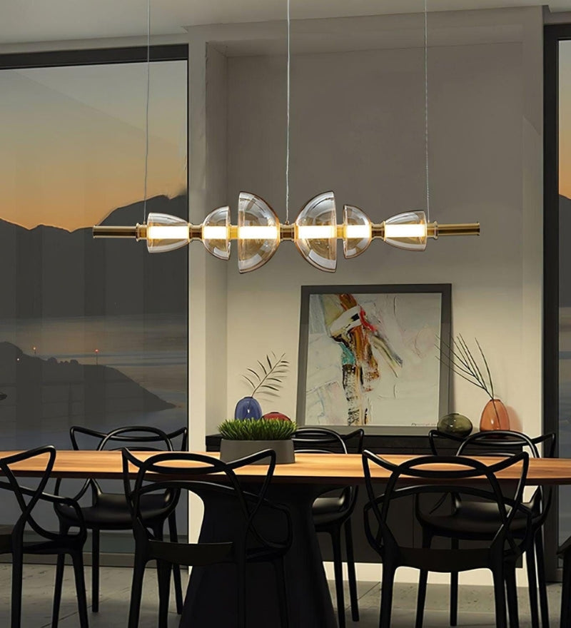 Amber Champagne Glass Gold Body Dining Chandelier