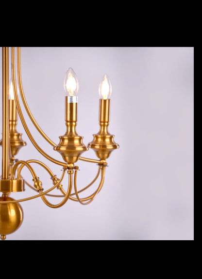 6 Light Gold Metal Italian Chandelier