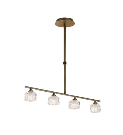 Ice Pendant 4 Light in Antique Brass