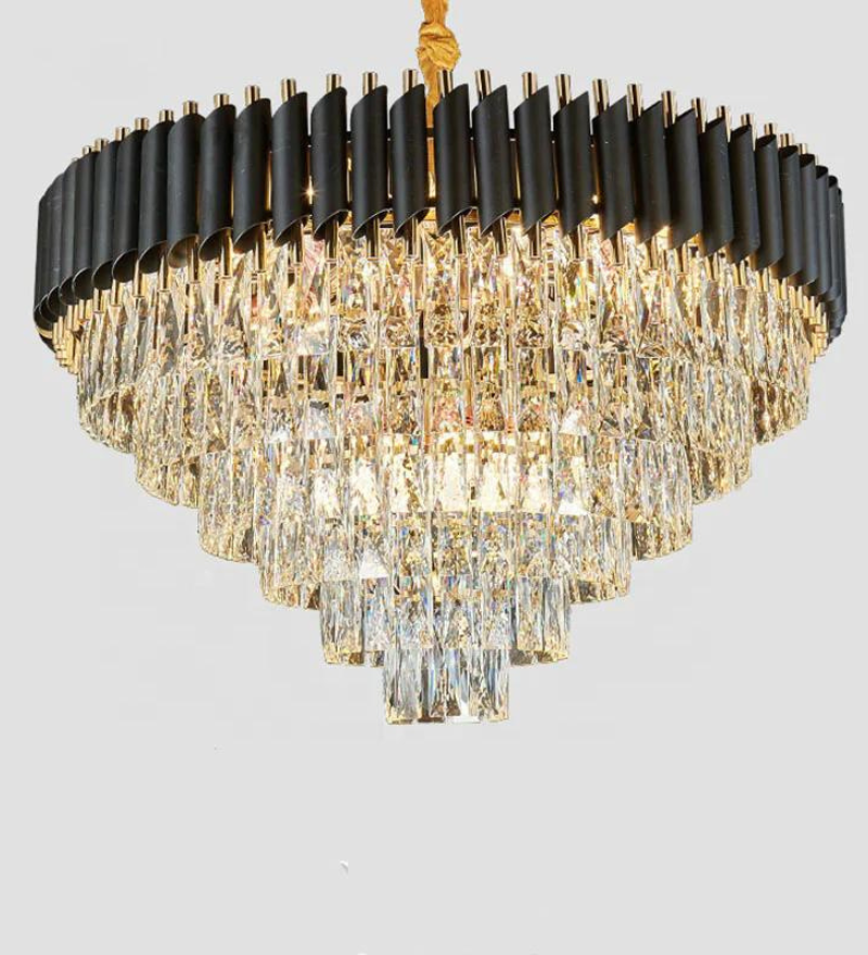 Oscuro Black Metal and Crystal Chandelier