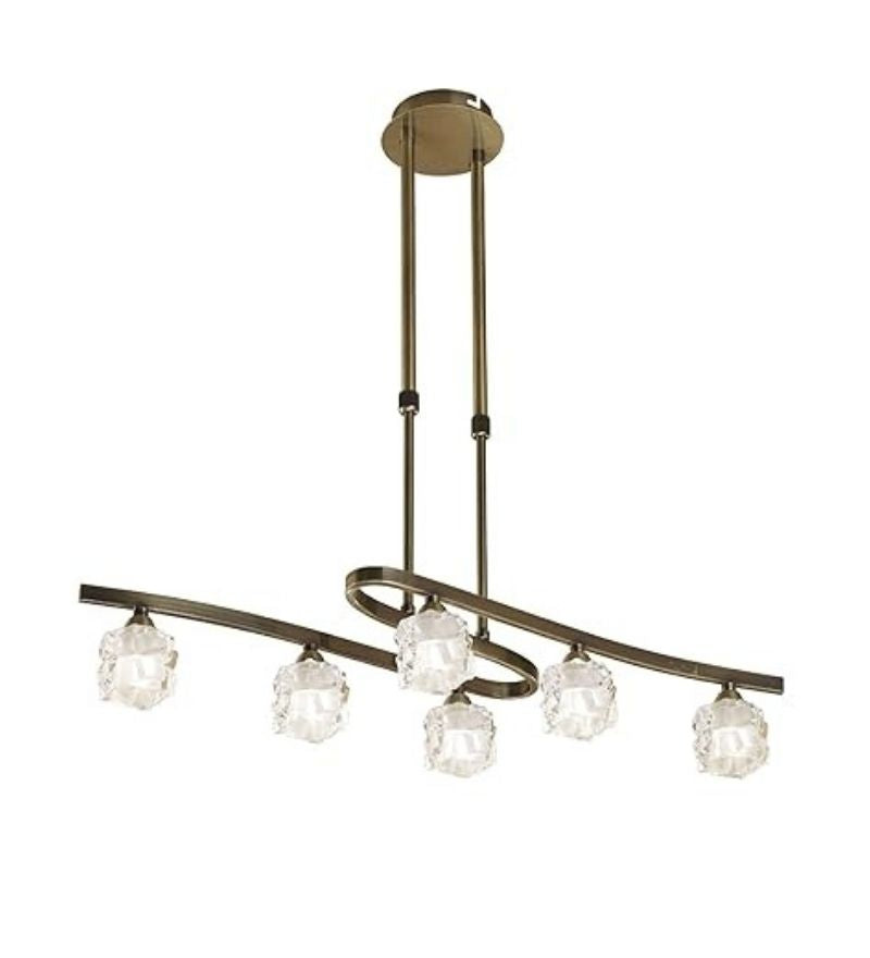 ICE PENDANT 6 LIGHT ANTIQUE BRASS