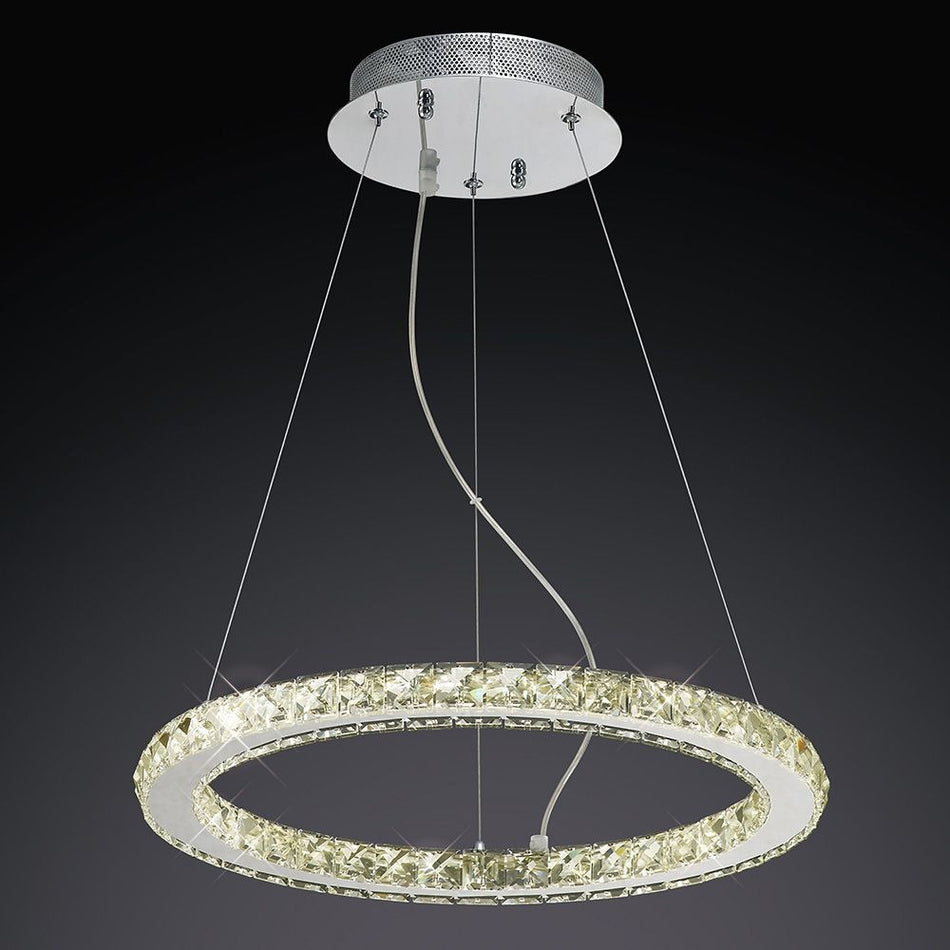 Galaxy Pendant Round Small Polished Chrome/Crystal