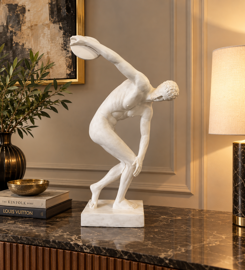Classical Discobolus Male Athlete Figurine Table Sculpture