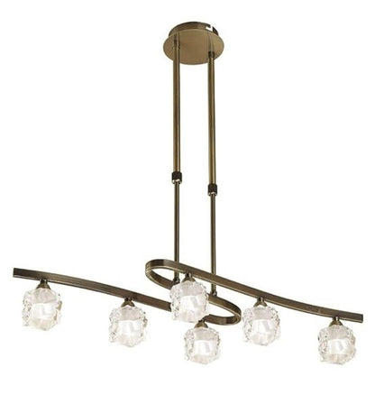 ICE PENDANT 6 LIGHT ANTIQUE BRASS