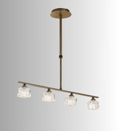 Ice Pendant 4 Light in Antique Brass