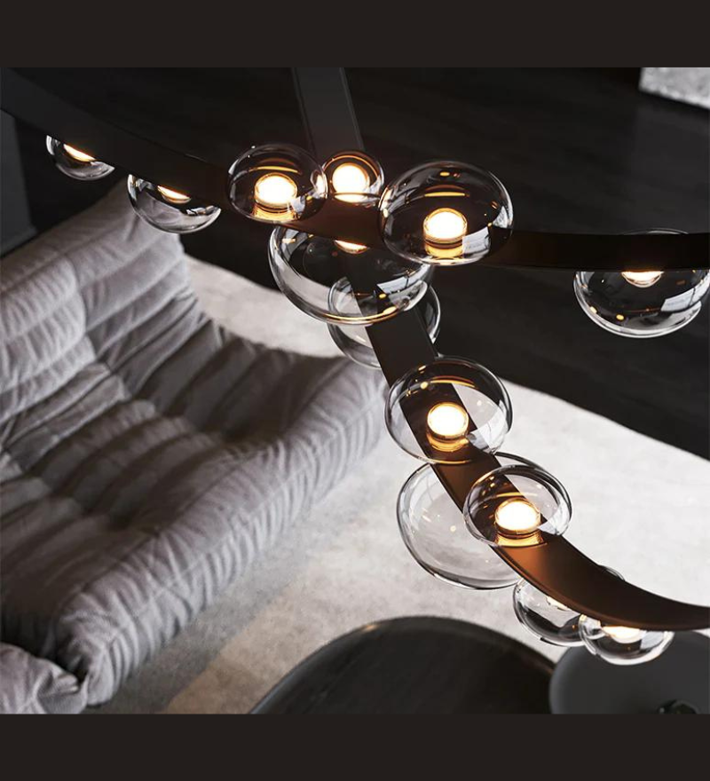 Stello Black Leather Belt Chandelier