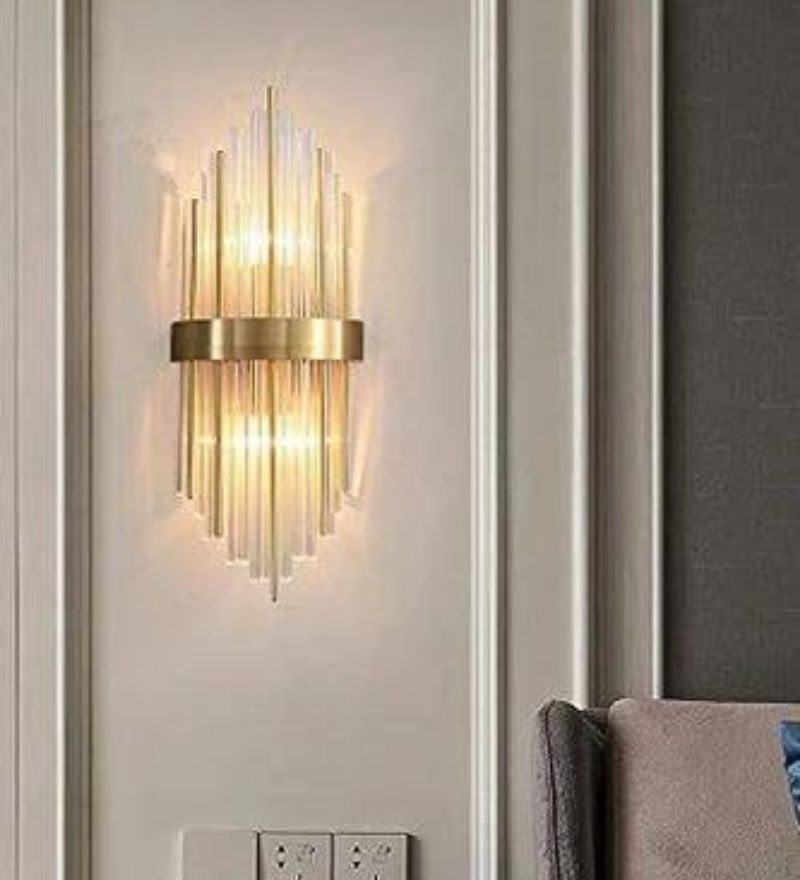 Luxury Gold Glass Rod Wall Sconce