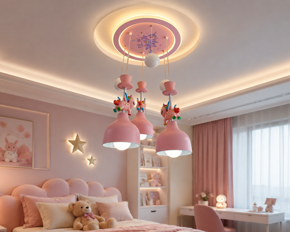 Pink Animal Theme Multi-Pendant Ceiling Light
