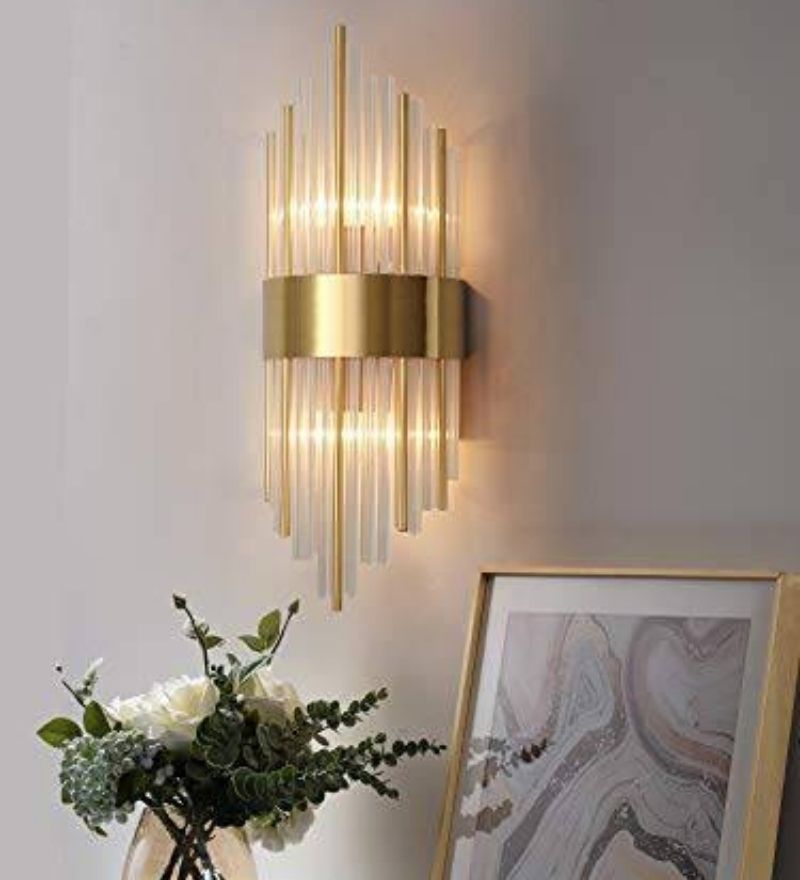 Luxury Gold Glass Rod Wall Sconce