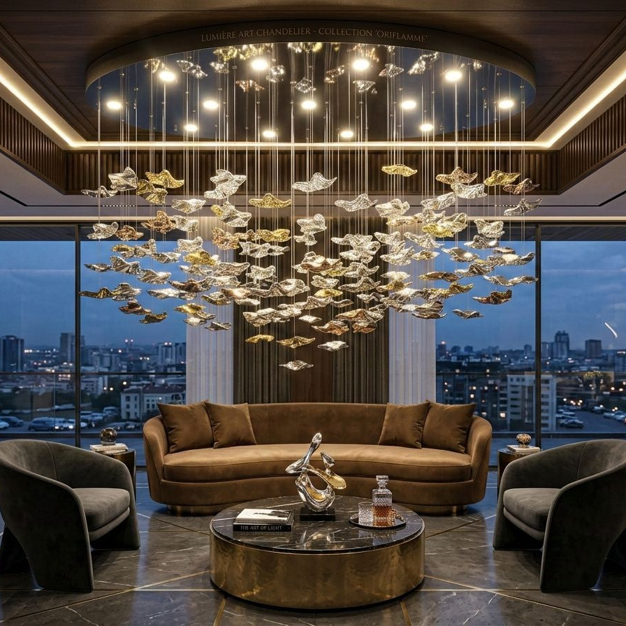 Amber & Clear Crystal Chandelier