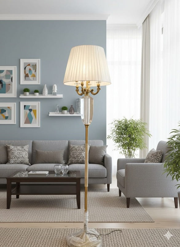 Elegant Crystal & Metal Floor Lamp