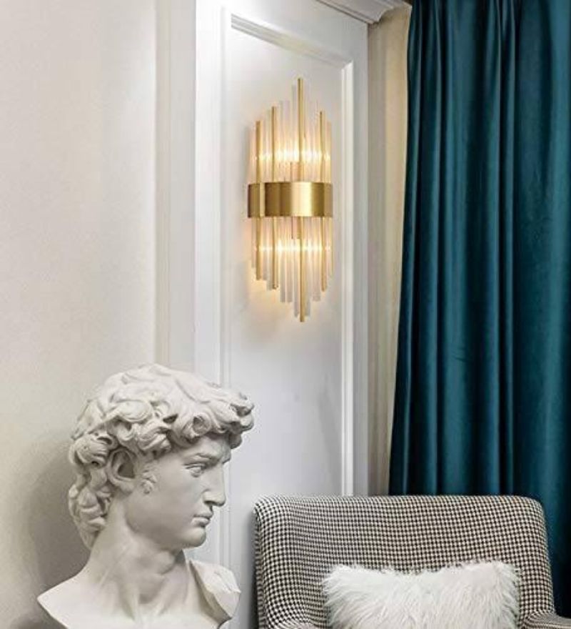 Luxury Gold Glass Rod Wall Sconce