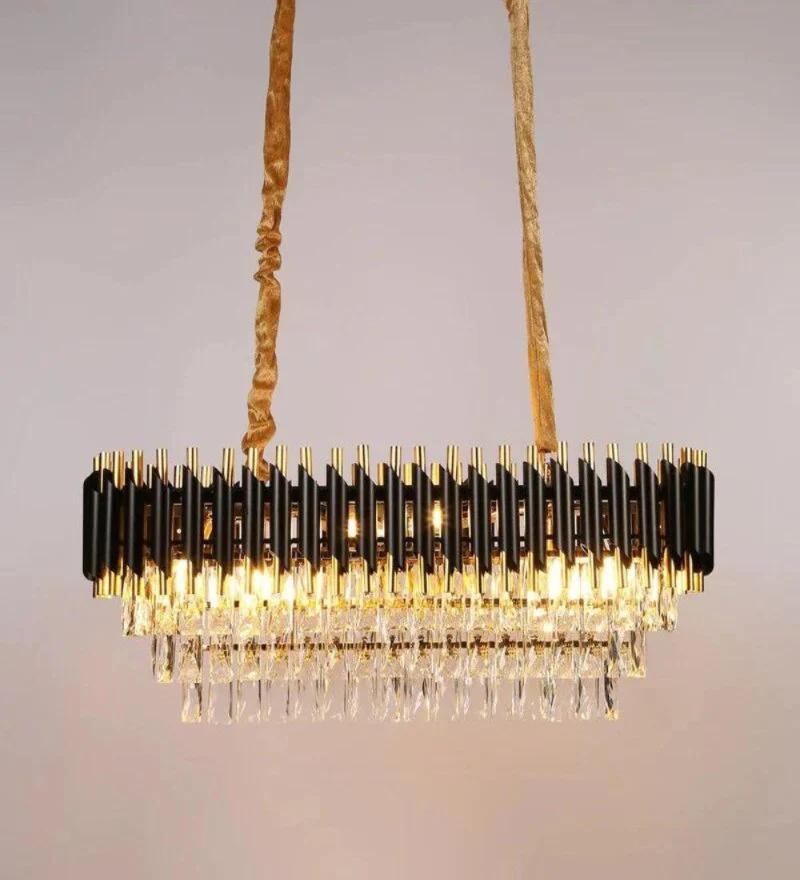 Oscuro Black Metal and Crystal Chandelier