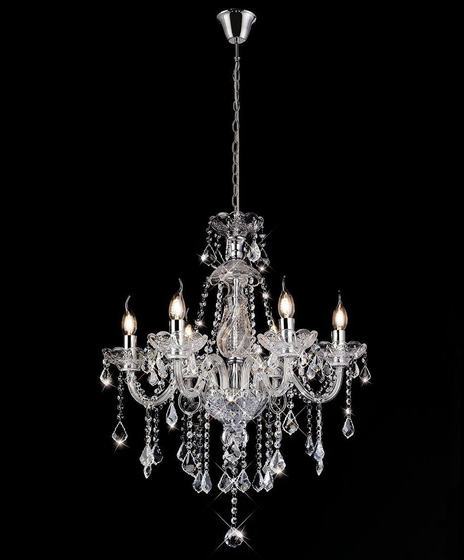 Tiana 60cm Pendant 6 Light Polished Chrome/Glass/Crystal