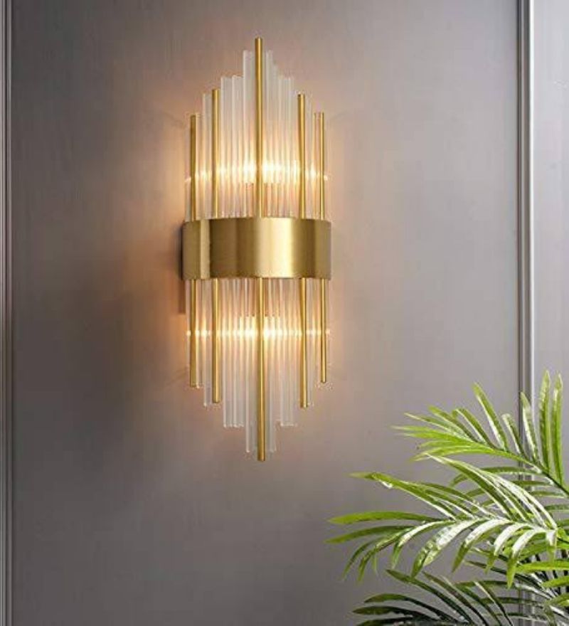 Luxury Gold Glass Rod Wall Sconce