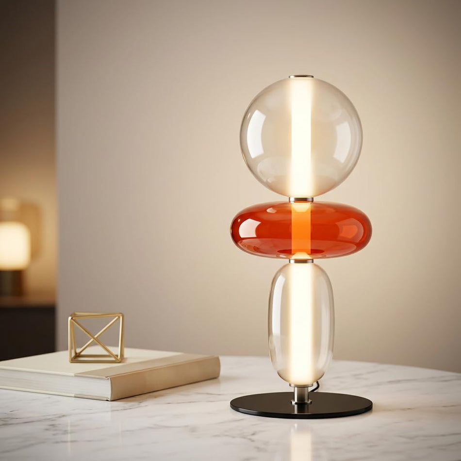Modern Glass Orb Table Lamp with Sculptural Design