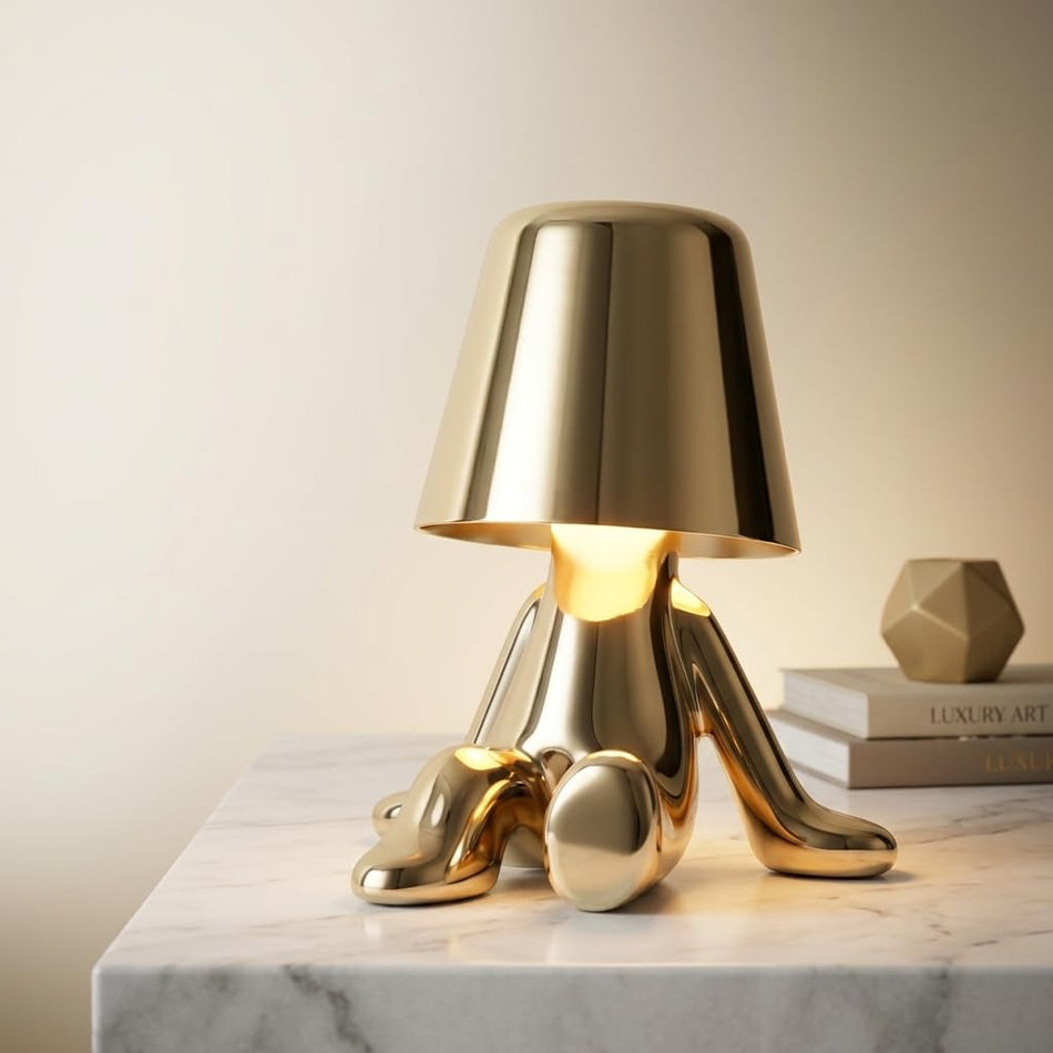 Luxe Golden Sculptural Table Lamp