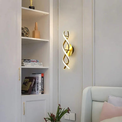 Spiral Shape Golden LED Wall Lamp