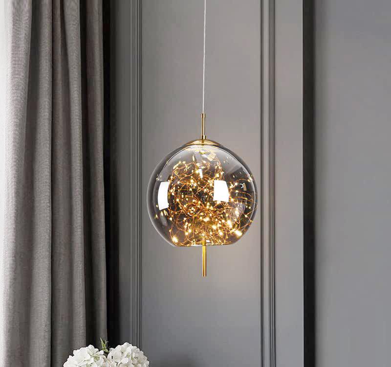 Modern LED Fairy Amber Glass Pendant Light