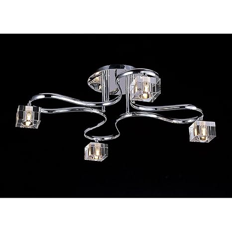 Diyas Sisco Crystal/Metal Chrome Ceiling Light with 4 Lights