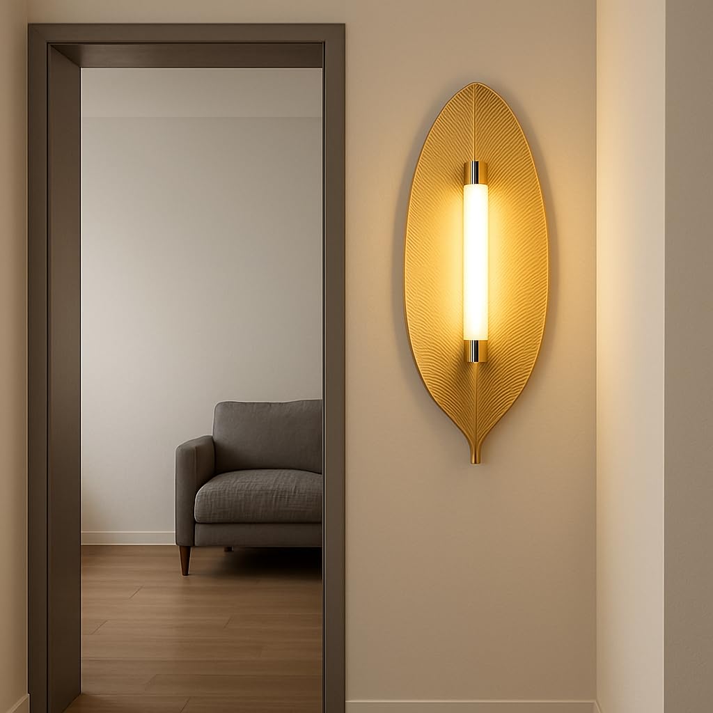 Gold Leaf Wall Light – Decorative Modern LED Sconce for Bedroom & Living Room