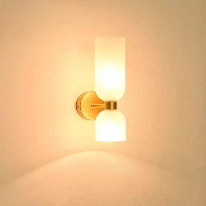 Golden Metal Frost Glass Long Wall Light