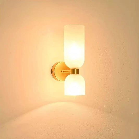 Golden Metal Frost Glass Long Wall Light