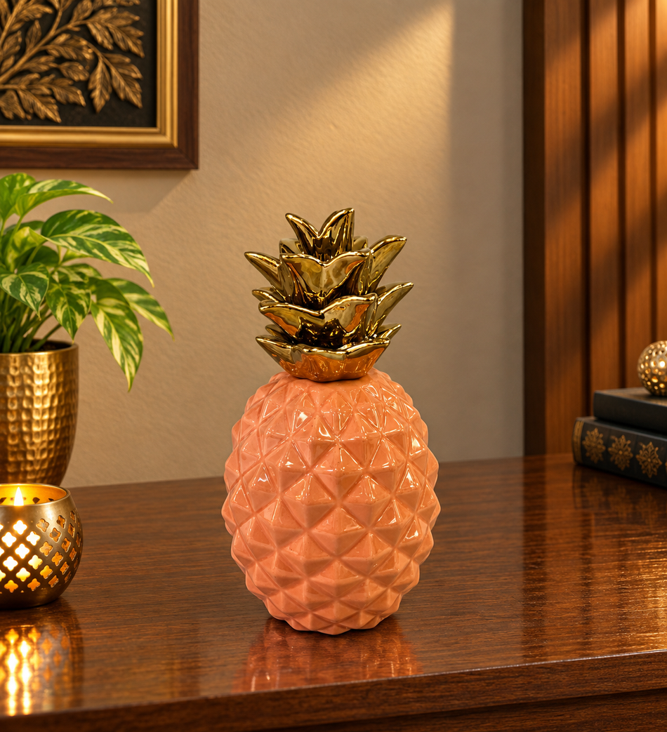Peach & Gold Pineapple Decorative Accent