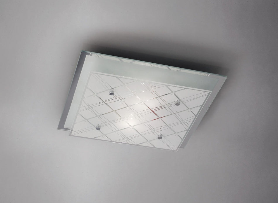 Aries Flush Ceiling Square Medium Polished Chrome/Glass
