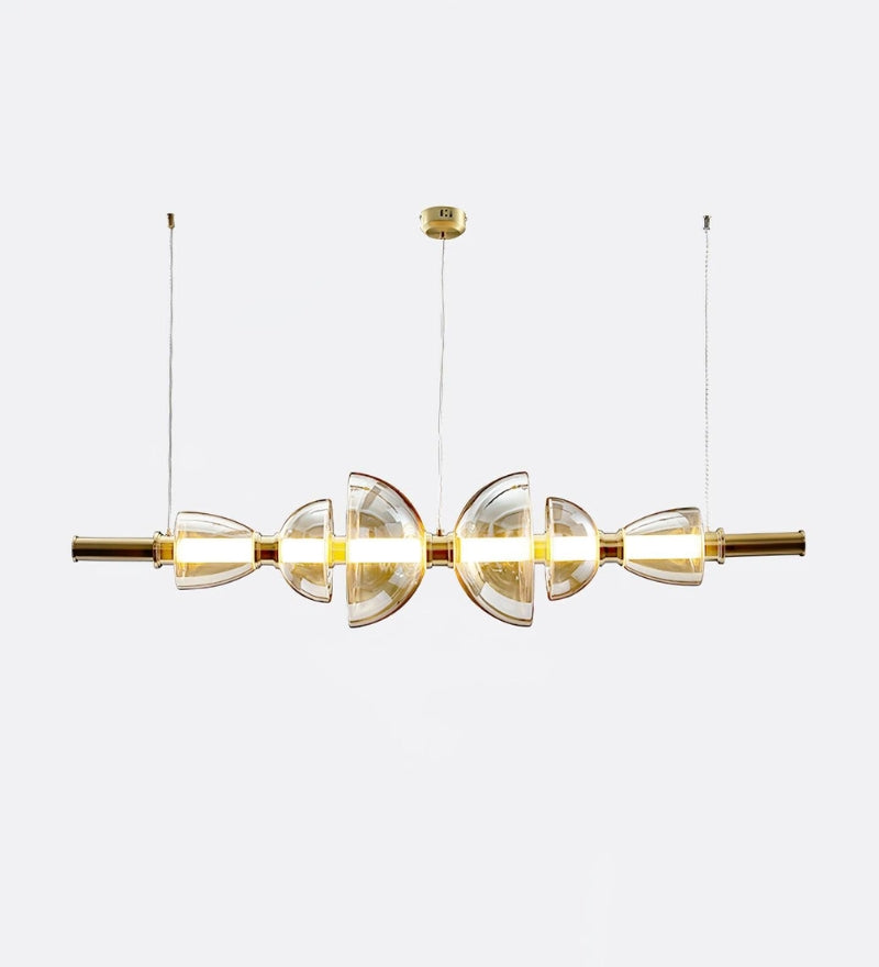 Amber Champagne Glass Gold Body Dining Chandelier