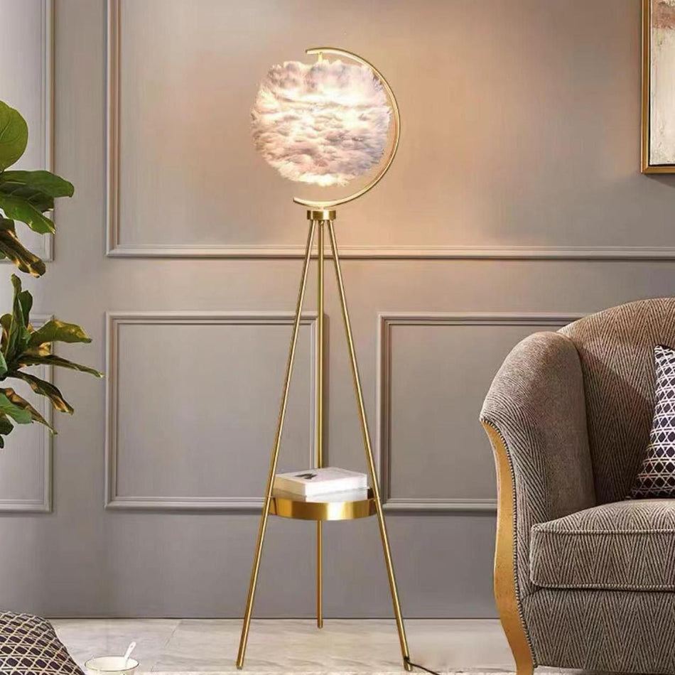 Modern Feather Shade Floor Lamp