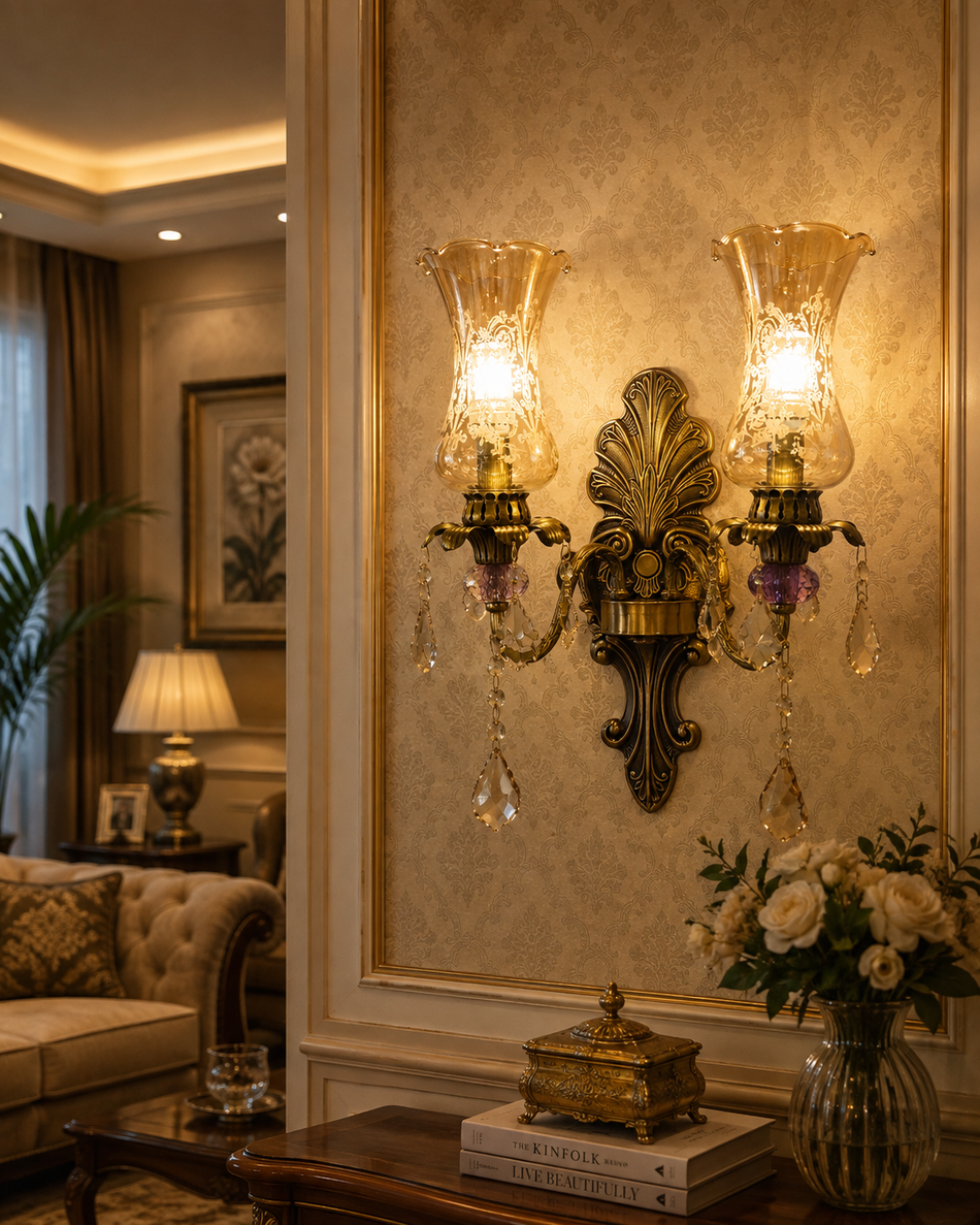 Luxury Antique Gold Double Wall Sconce