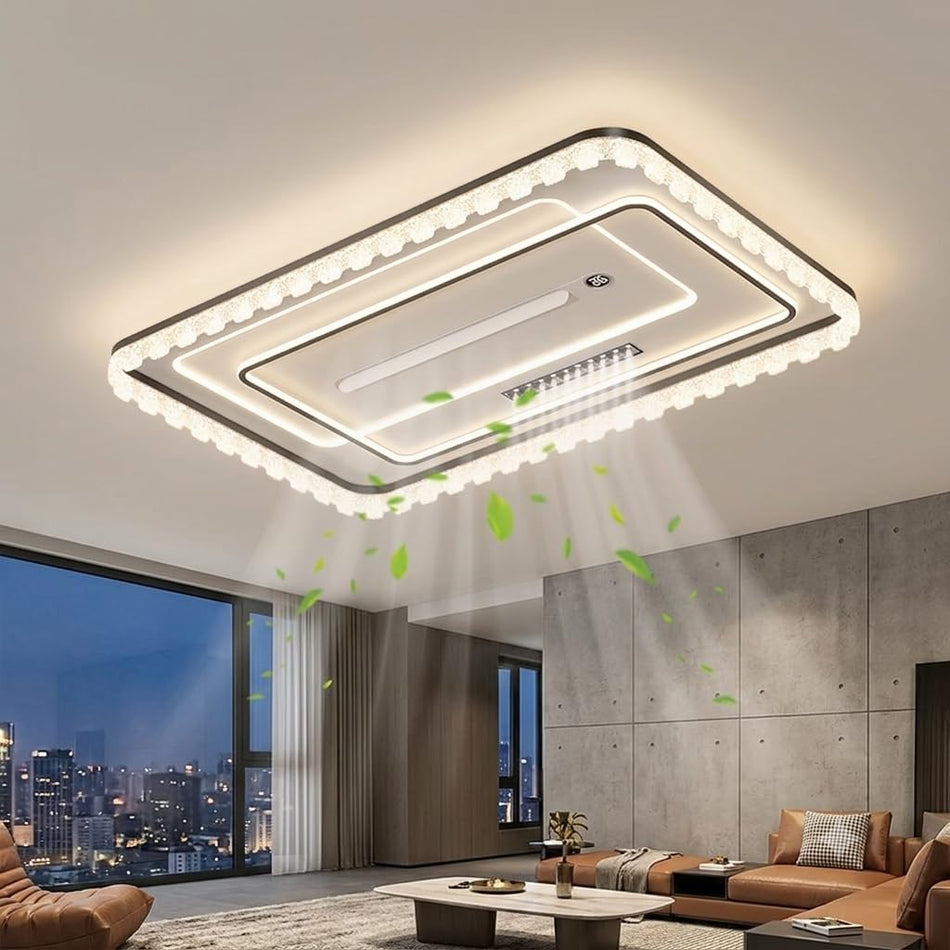White & Black Rectangular Fan Chandelier