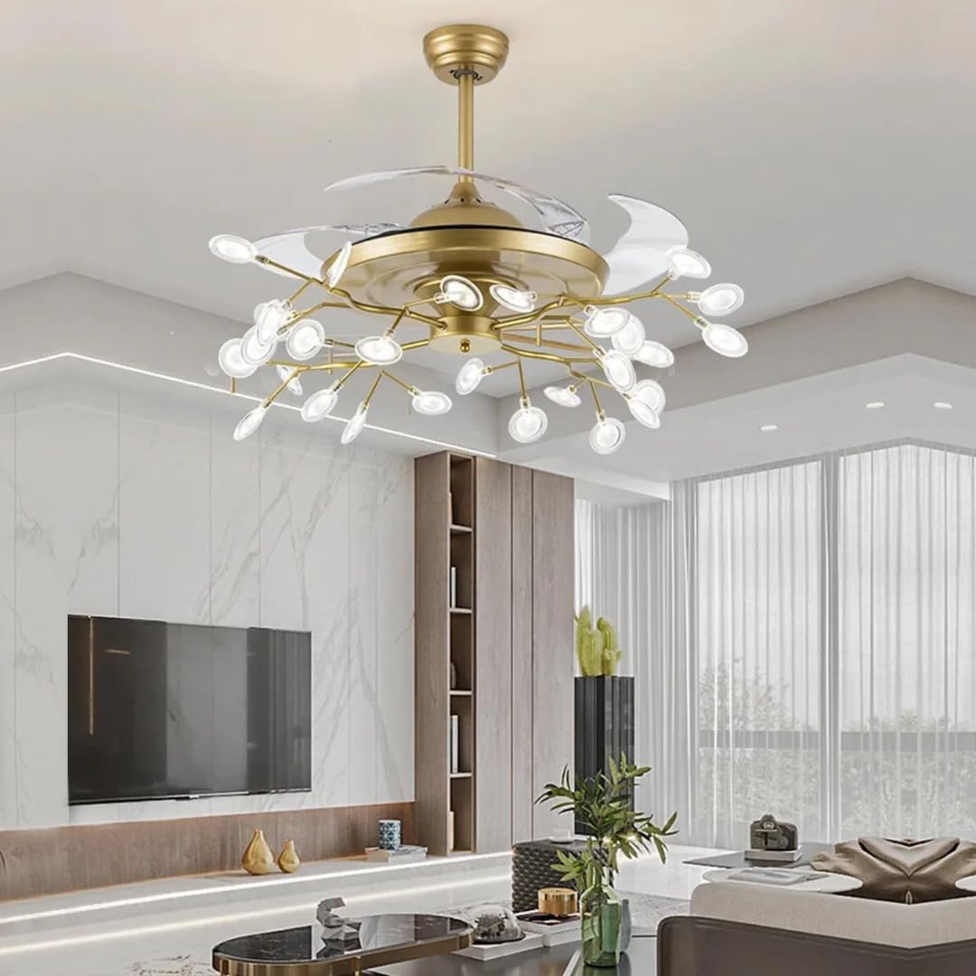 Gold Firefly Ceiling Fan Chandelier