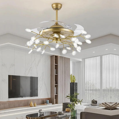 Gold Firefly Ceiling Fan Chandelier