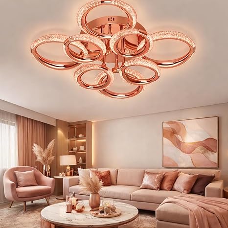 8 Lights Rose Gold Ceiling Light Chandelier
