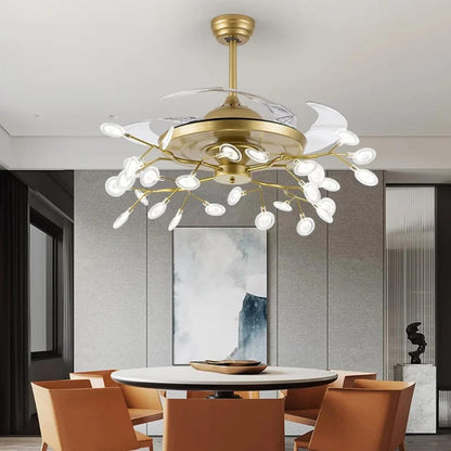 Gold Firefly Ceiling Fan Chandelier