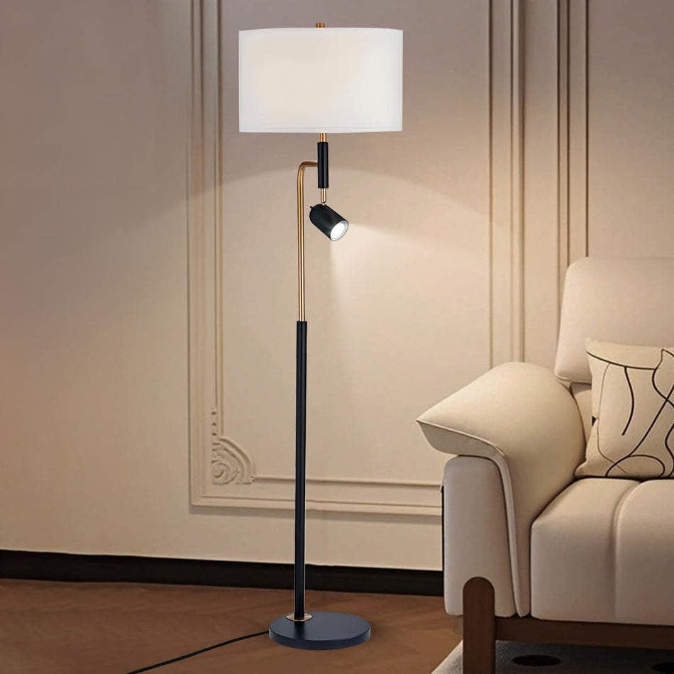 Modern Black & Gold Floor Lamp with Dual Lighting