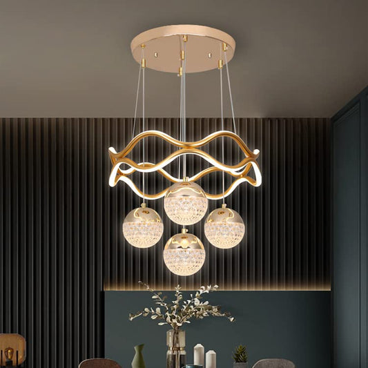 Golden Curvy LED Chandelier