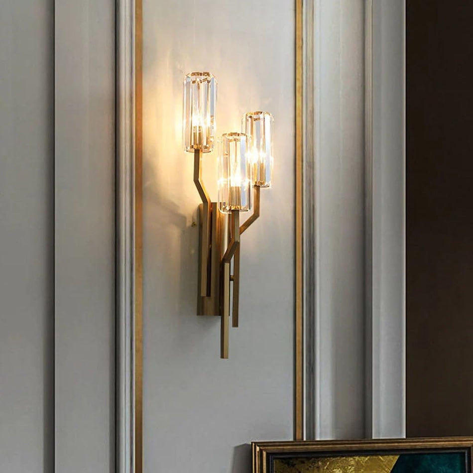 Gold Toned Crystal Wall Lamp
