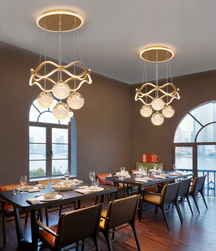 Golden Curvy LED Chandelier