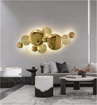 Luxury Gold Disc Wall Light – Modern Art-Inspired LED Wall Lamp for Living Room