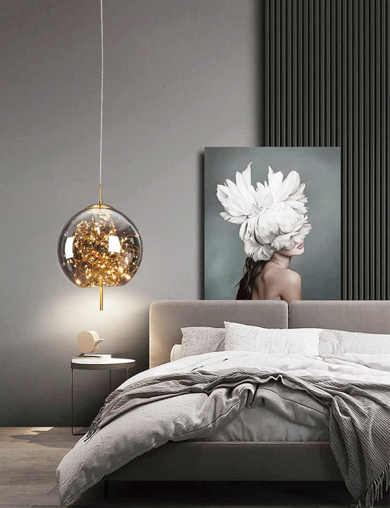 Modern LED Fairy Amber Glass Pendant Light