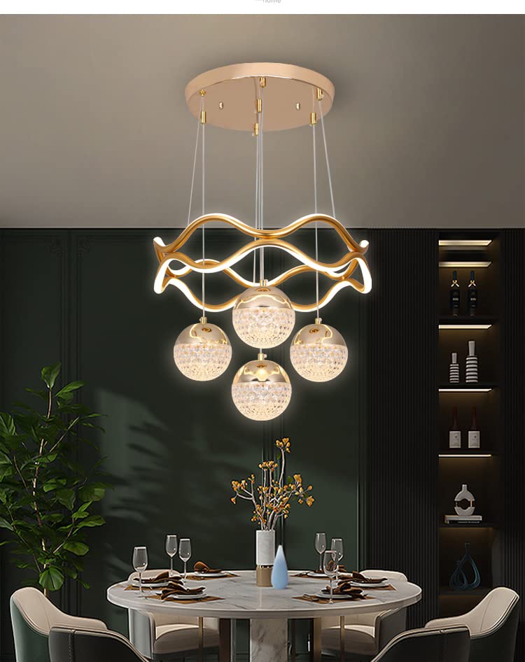 Golden Curvy LED Chandelier