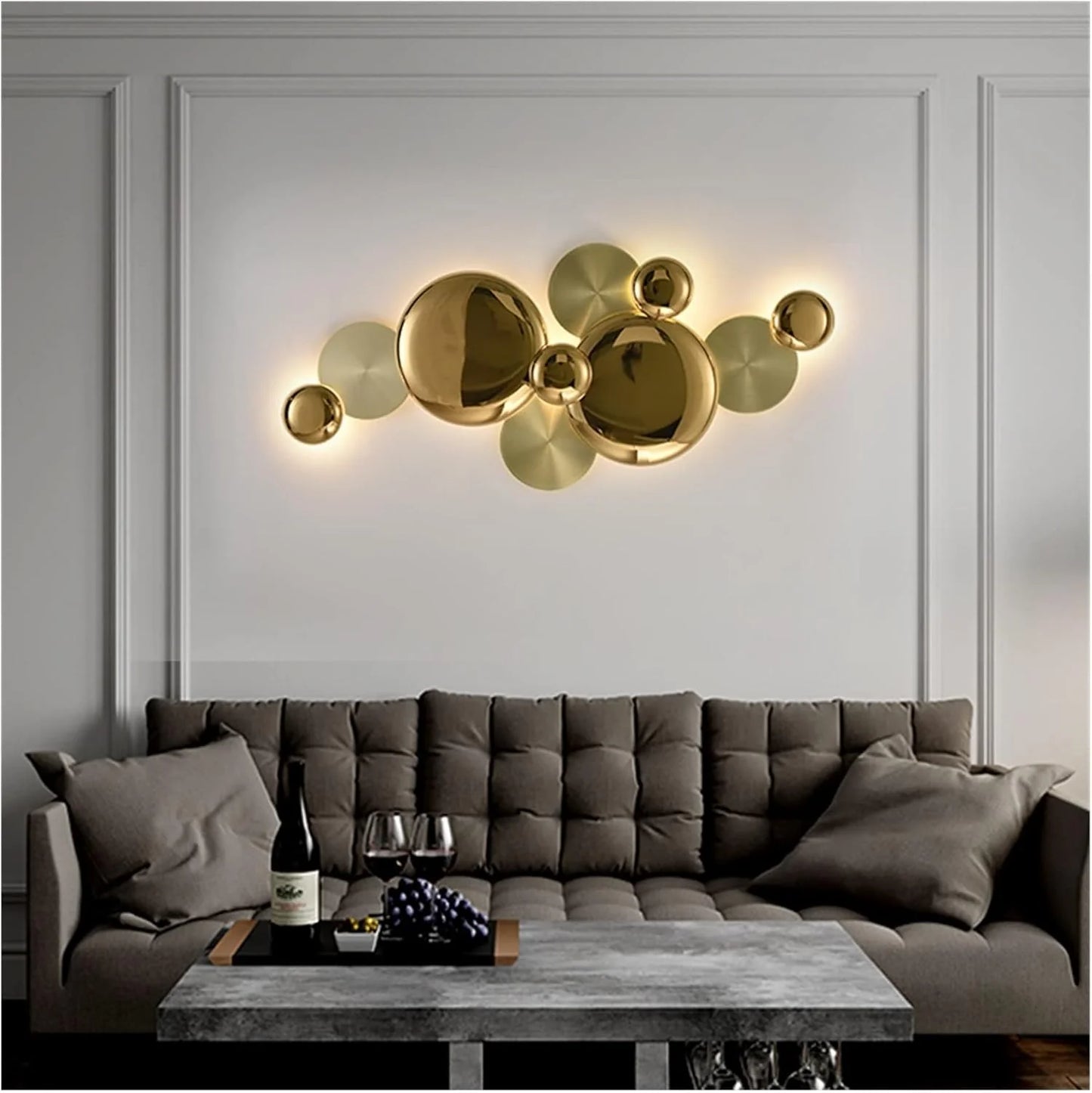 Luxury Gold Disc Wall Light – Modern Art-Inspired LED Wall Lamp for Living Room